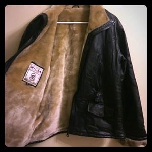 Wilda Black Leather Cost lined with Faux Fur